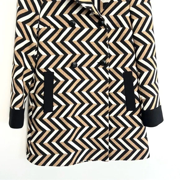 RED VALENTINO Wool Blend Multicolor Mid Length Double Breasted Pea Coat Sz 42 - Picture 12 of 16